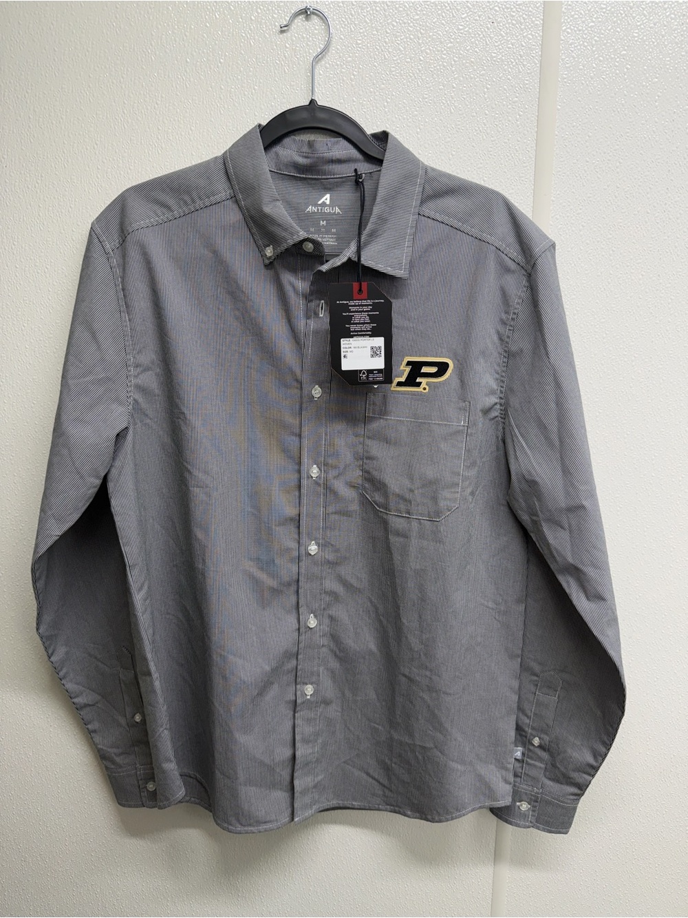 Antigua Gray Purdue Boilermakers Button-Down Long Sleeve Shirt NWT M